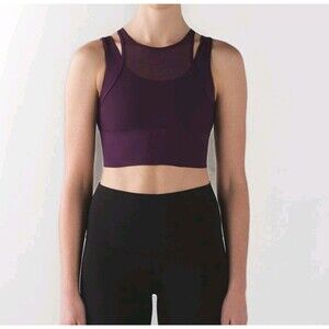 Lululemon Double Tap Bra II Purple Yoga Workout Size 6 S Wicking Medium Support